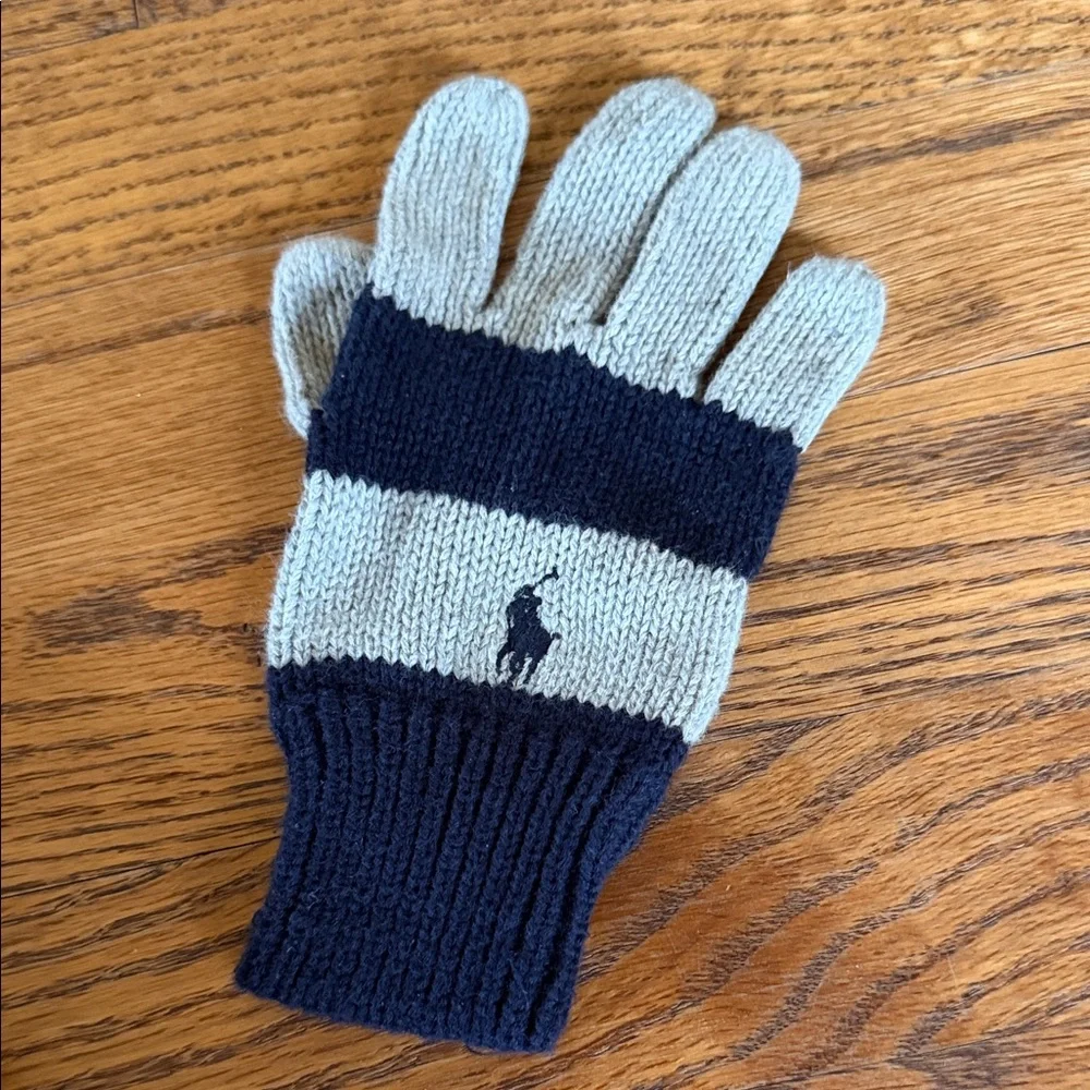 Polo Ralph Lauren Two-Tone Navy and Gray Knit Gloves boys 3-8